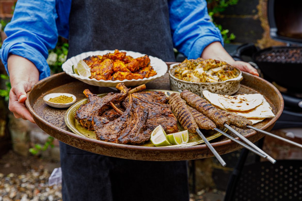 photo of meal kit displayed on antique metal tray