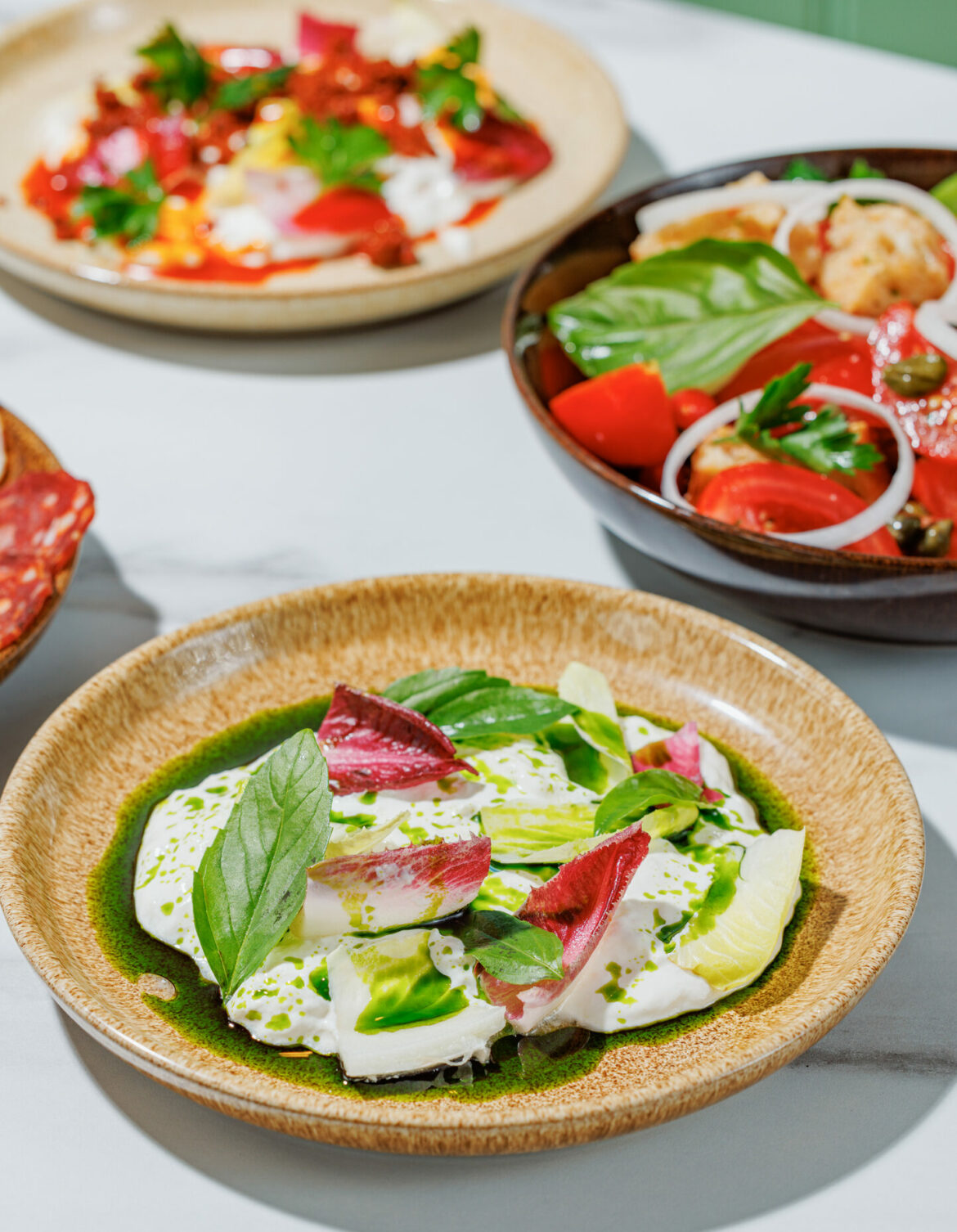 Italian food photography salads
